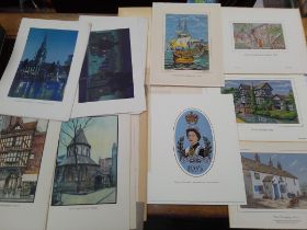 A collection of 1930s London scene prints, 'London in colour' and 'London Nocturns', presented by