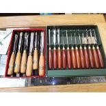 A box of Marples chisels and a box of Ashley Iles chisels