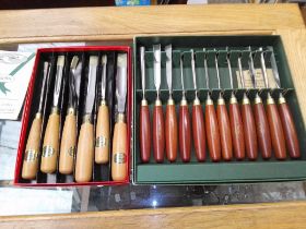 A box of Marples chisels and a box of Ashley Iles chisels