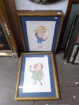 A series of six signed limited edition caricatures, together with a reproduction advertising