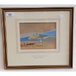 Edwin St John (British 1878-1961), 'Fishermen on a Lake in Italy', watercolour, framed and glazed,