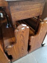 Two large pitch pine church pews. Approx 10ft