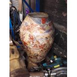 A large Japanese Satsuma vase - has been repaired, and has had top cut off. Height appx 44 inches