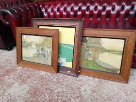Three early 20th century Dutch prints in oak frames.