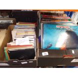 Two boxes LP vinyl records and singles, various genres including Julian Lennon, The Beatles,