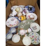 A box of assorted trinket china to include Royal Doulton, Royal Crown Derby, Wedgwood & Minton etc.