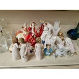 Three Royal Doulton figures and other ornaments