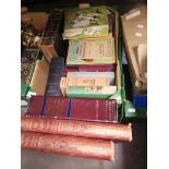 A box of books including illustrated Old England, dictionary, cricket etc