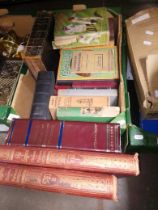 A box of books including illustrated Old England, dictionary, cricket etc