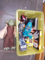 A box of Star Wars toys.