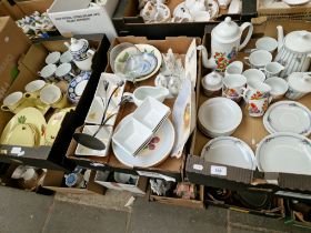 Three boxes of china including Kelsboro, Whittard and German tea wares