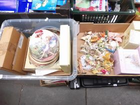 A box of fairy collector's plates and a box of Leonardo Collection fairies and flower fairies,
