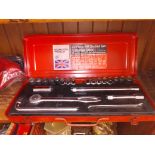 A cased AM socket set by Gordon Tools, 1/2" square drive - 22 pieces