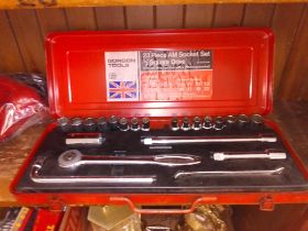 A cased AM socket set by Gordon Tools, 1/2" square drive - 22 pieces