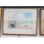 John Shimmin (British 20th century), 'Waterfront circa 1950s', watercolour, signed to lower right