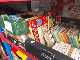 Two boxes of vintage books including Ladybird and Observer etc. together with a box of assorted
