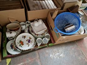 Two boxes of oven to table ware and kitchenware
