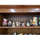 Royal Doulton - 3 liquor containers Falstaff, Poacher and Rip Van Winkle with 4 toby jugs
