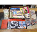 A mixed box including tea cards, children's books including Thomas the Tank Engine, vintage hiking