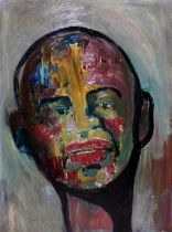 James Lawrence Isherwood (1917-1989), "Bald Black Man", oil on board, 25.5cm x 35.5cm.