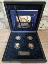 The Four Portraits of Queen Elizabeth II Gold Sovereign Set, 1957, 1981, 1986(proof), 2000, with