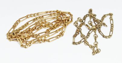Assorted 9ct gold chains comprising two bracelets and one necklace, all with 9ct gold import