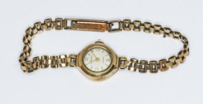 A hallmarked 9ct gold Rotary wristwatch with 9ct gold strap, gross wt. 10.9g.