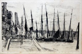 James Abbott McNeil Whistler (1834-1903), Billingsgate, drypoint etching, 22.5cm x 14.5cm, glazed