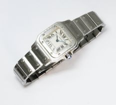 A ladies Cartier Tank stainless steel wristwatch, ref. 1565, width 24mm, stainless steel bracelet