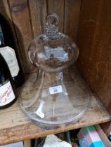 A Glass bell shaped cake stand cover (smoke catcher)