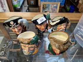 5 Royal Doulton small character jugs including the rare Scaramouche Style One D6561 issued 1962 -