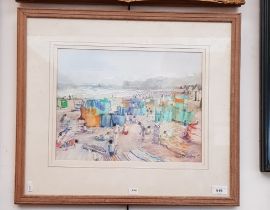 Jean B Martin (Scottish b.1947), pastel, beach scene, 37cm x 28cm, signed to lower right, framed and