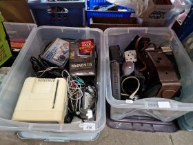 2 boxes of electrical items including mini tv, gaming pedal, multimeter, ammeter, Ilford Craftsman