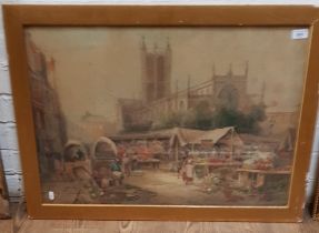 M Catton, student of Frederick William Booty (British 1840-1924), watercolour, market scene, 73.