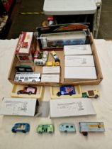 Box of model vehicles