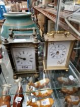 Late 19th century brass carriage clock and another modern one