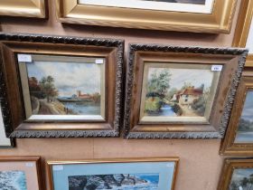 Pair of oil on canvasses, river scenes, one signed 'N H 1903', both framed and glazed.
