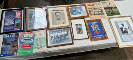 A collection of sporting items including signed photograph of Tom Finney, Preston North End