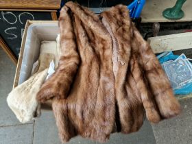 A vintage brown mink fur jacket from Noble Furs Regent Street London, together with a fur stole