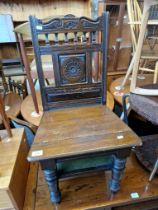 A late Victorian metamorphic step chair with tooled leather to the steps, circa 1900.