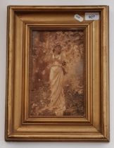 Early 20th century overpainted photograph of a woman, gilt frame, 27.5cm x 37cm overall.