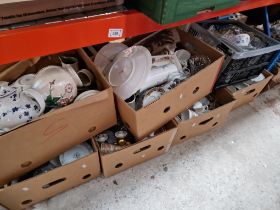 7 boxes of mixed ceramics and glass including plates, teapots, jugs, etc