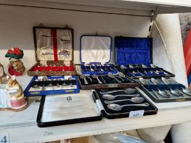 Boxed cutlery - 7 sets including an afternoon tea set with spoons, preserve spoon, butter knife etc.