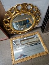 Two vintage gilt framed mirrors.