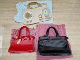 Three Radley leather handbags with dust covers.