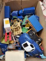A box of model vehicles including some die cast, Corgi, Fina, Lone Star, etc.