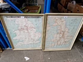Two framed railway maps, The Midland Railway and The Great Central railway