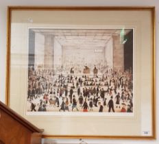 After Lawrence Stephen Lowry (British, 1887-1976), 'The Auction', limited edition print, 100/850