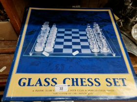A boxed Glass Chess Set