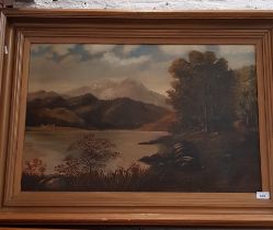 19th century school, oil on canvas, landscape scene, 75cm x 49.5cm, signed 'E Raper', gilt frame,